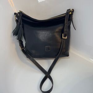 Dooney & Bourke Black Florentine Sloan Leather Hobo Crossbody Bag Tassel LikeNew